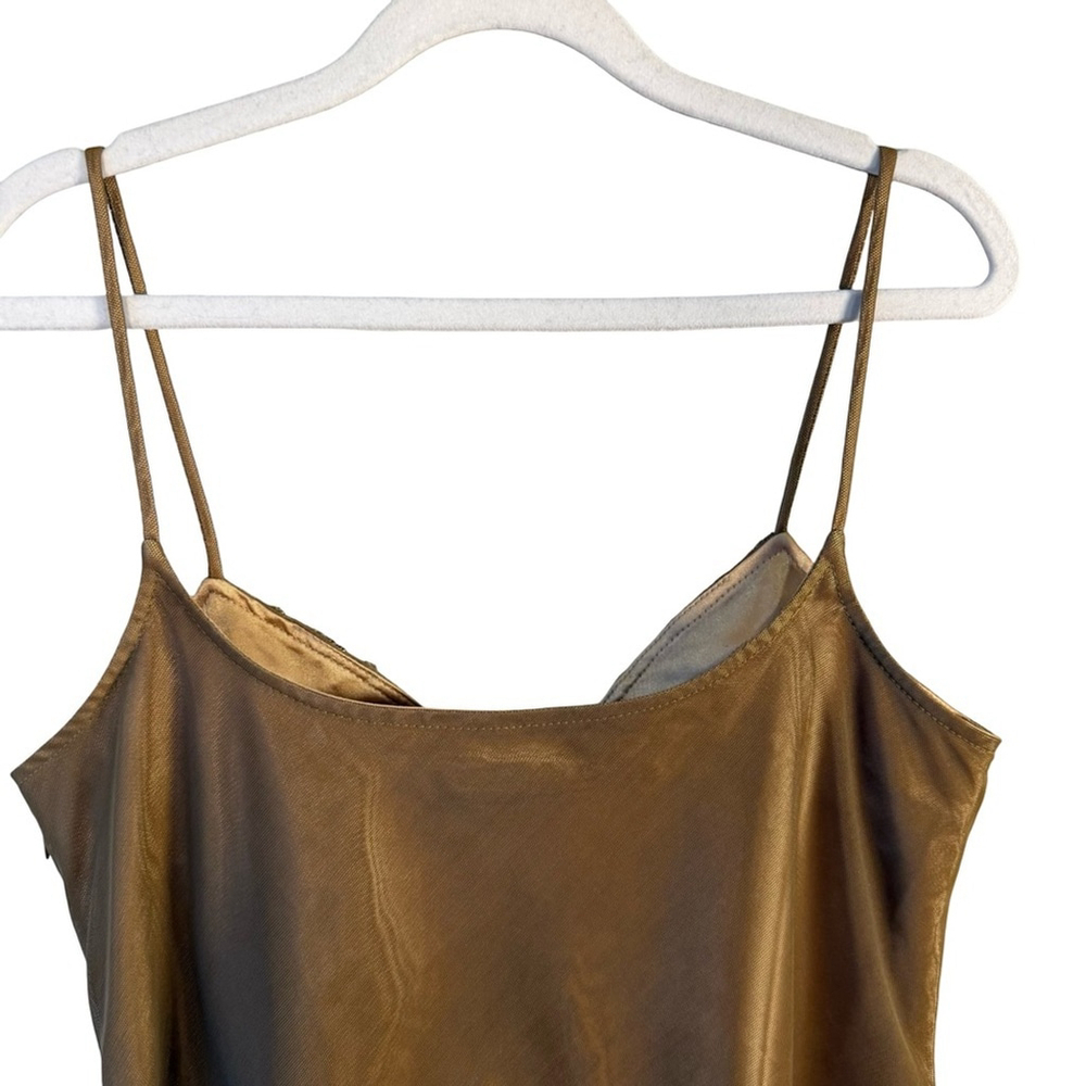 Joseph Ribkoff Gold Ruched Camisole with Beaded Trim Size 12 Y2K Festival Mesh - Picture 12 of 13